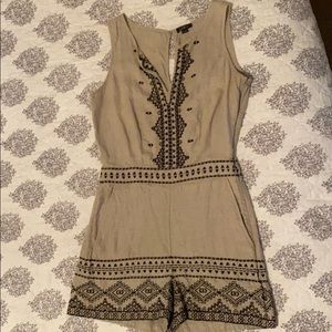 LOFT khaki embroidered romper